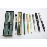 Pens including Parker, a novelty RMS Windsor Castle pen and a pencil, (9)