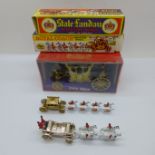 A Zebra Toys Royal Coach, a Qualitoy Benbros State Landau and a Crescent Toys State Coach 1977,