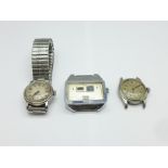 Three wristwatches;- Kienzle Life 2002 digital, Aegis Indestructible and Admiral Watersport