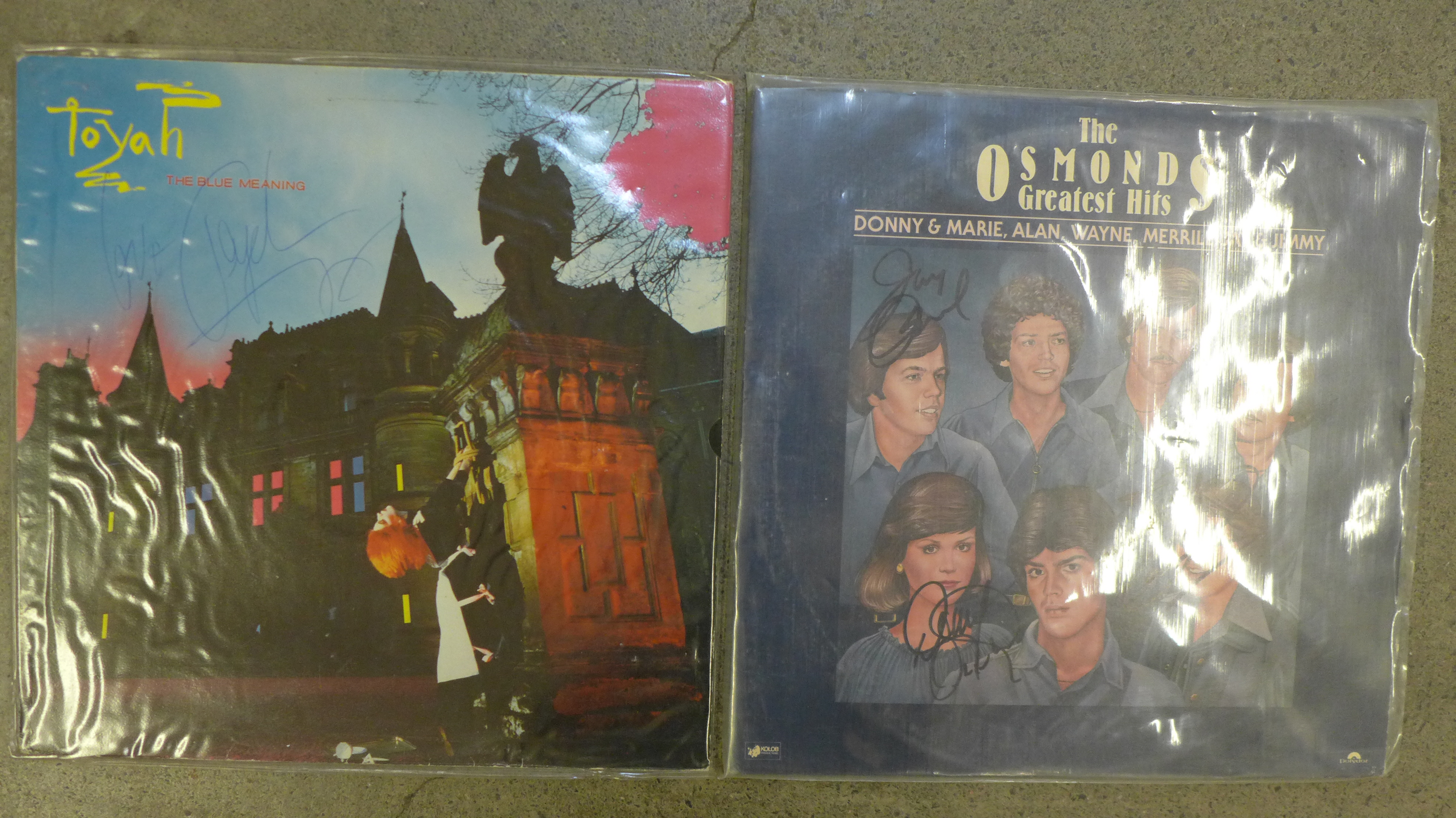 Two signed LP records, Toyah and The Osmonds