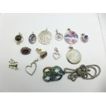 A collection of silver and white metal jewellery, one pendant a/f