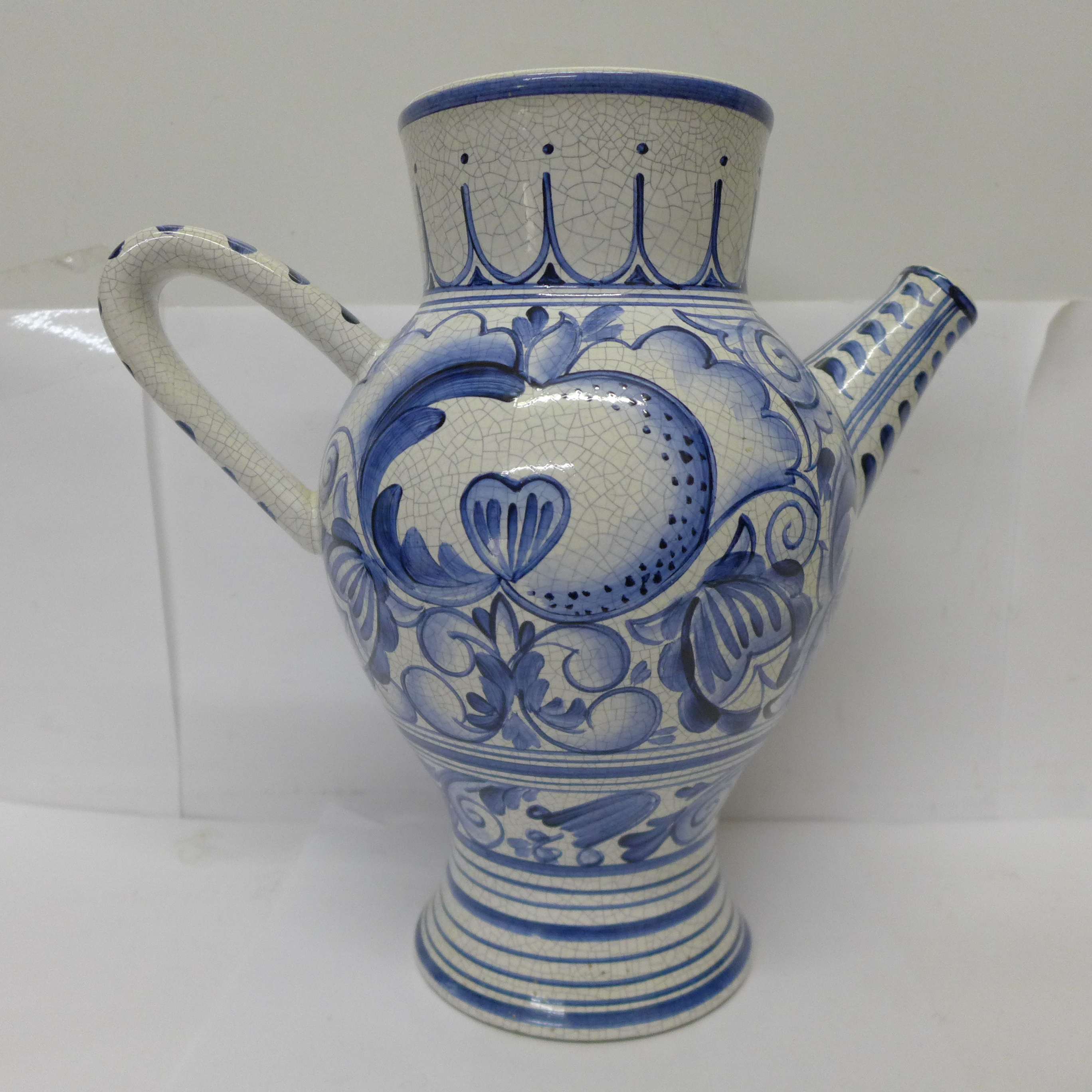 A Delft Albarello wet drug jar, marked 'Sirup Tamarin=Dorum', mark to the base, 26cm - Image 2 of 3