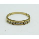 A 9ct gold and diamond ring, 1.2g, M