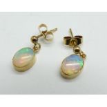 A pair of 9ct opal drop earrings