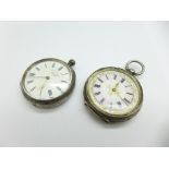 Two silver fob watches, a/f