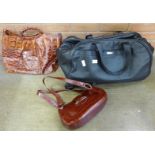 An Emporio Armani travel bag, Ceancarel bag and a Minorcan leather handbag