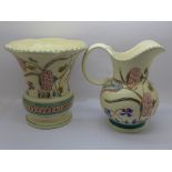 Honiton Pottery; a Monkton vase, Persian pattern, 16cm, and a Lynton jug