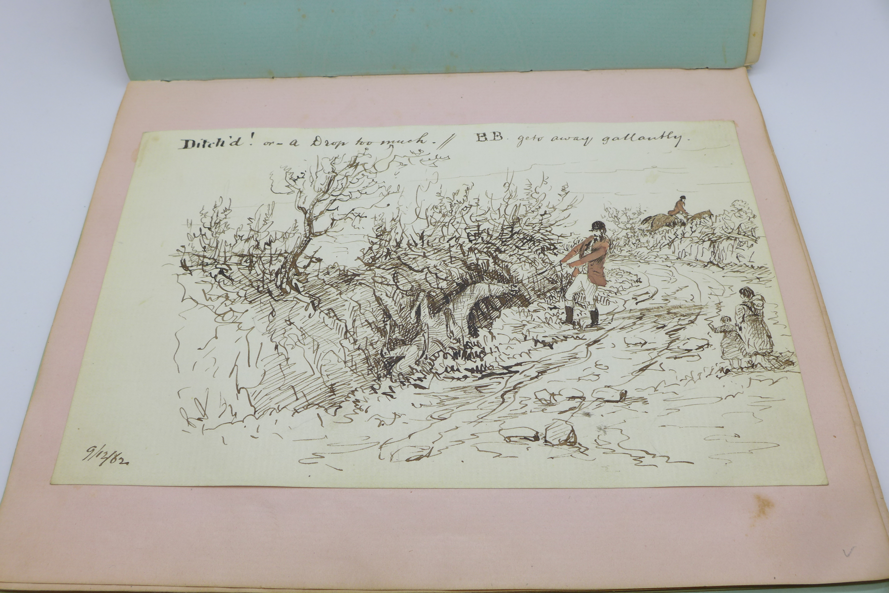 A 19th Century album of sketches by John Penrice Bell, 1862-70, with numerous pen and ink drawings - Image 4 of 4