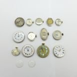 Lady's wristwatch movements, (one Rolex)