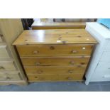 A pine chest of drawers