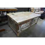 A painted hardwood blanket chest