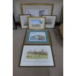 J. Hamilton-White, two watercolours, a Cecil Aldin print, etc.