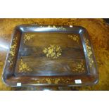 A Victorian inlaid rosewood tea tray