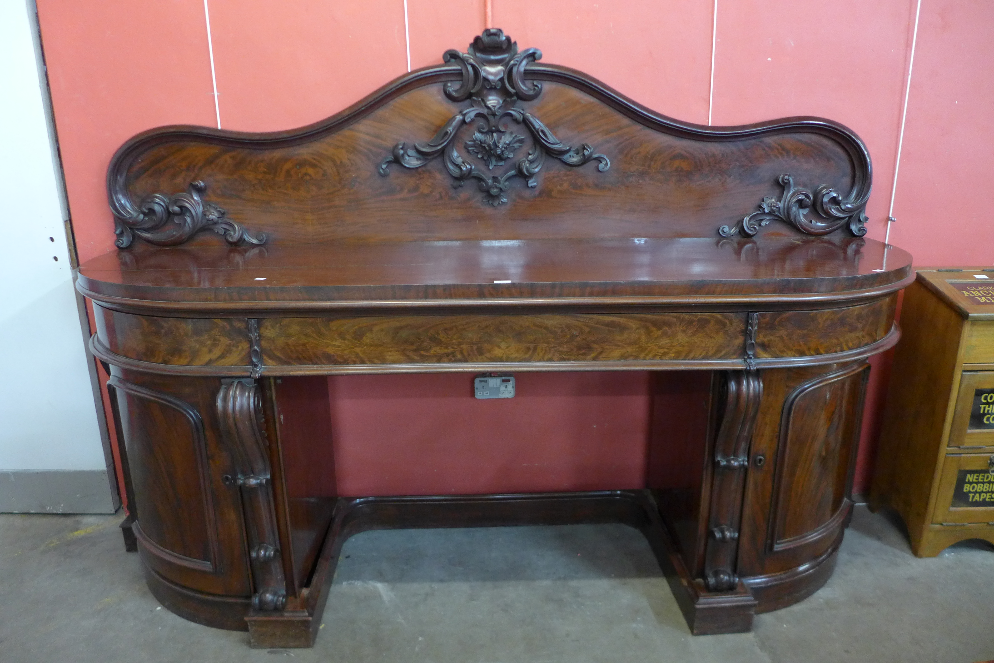 A Victorian carved mahogany pedestal sideboard - Image 2 of 4