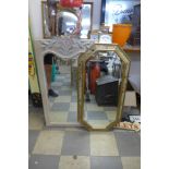 A floral design mirror and another