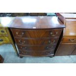 A mahogany bow front chest of drawers