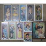 A set of eight 1960's prints of children and three others