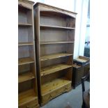 A pine open bookcase