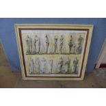 Henry Moore, standing figures, silk screen print from the lithograph, dated 1949, framed