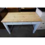 A painted pine single drawer kitchen table