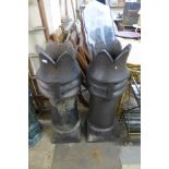 A pair of Victorian glazed crown chimney pots