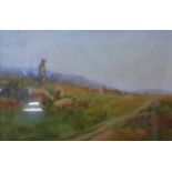 Arthur Stanley Wilkinson (1860-1930), landscape with shepherd and flock, watercolour, 32 x 49cms,