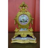 A 19th Century Japy Freres gilt metal mantel clock, dial painted and signed, G. Chambers, Colchester