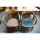 A pair of similar Victorian oak open armchairs