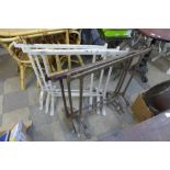 Six cast iron trestles