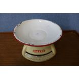 A vintage enamelled Salter scale