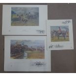 Three Snaffles prints, all with facsimile signatures