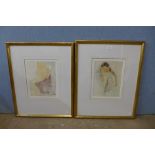 A pair of Rodin prints, framed