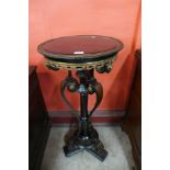 A Victorian ebonised and parcel gilt jardinere stand