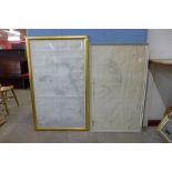 Two nautical maps of the Channel Islands, Alderney and The Casquets, framed