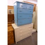 Two painted pine chests of drawers