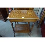 A Victorian mahogany marquetry and parquetry inlaid fitted jewellery table