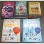 Five Dan Brown hardback books including two Special Illustrated Collector's Editions, Angels and