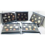 Five Royal Mint proof coin sets