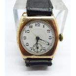 A 9ct gold cased wristwatch, 27mm case
