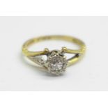 An 18ct gold and diamond ring, 1.9g, H