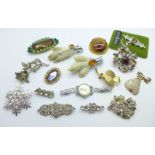 Fifteen costume brooches