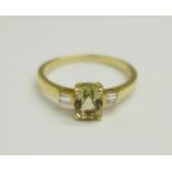 A 14ct gold, Csarite and diamond ring, 2.6g, S, with certificate