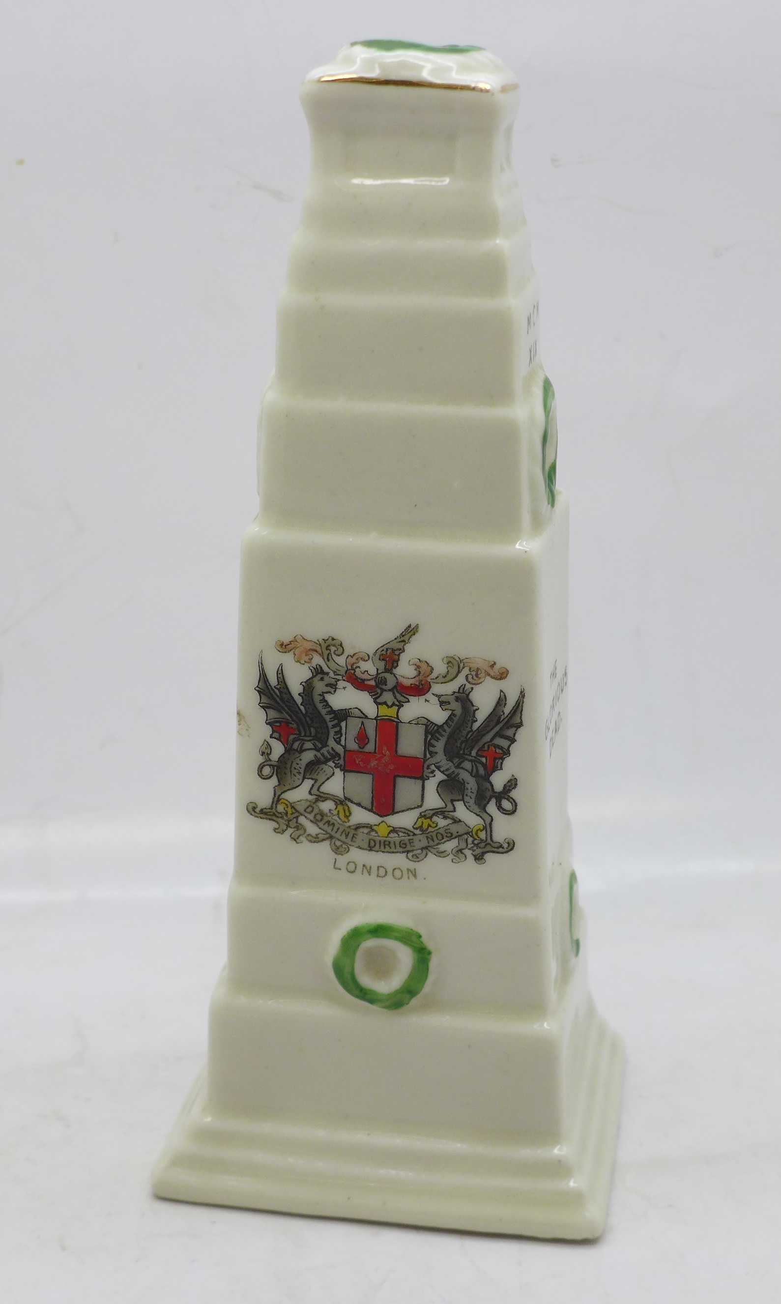 A crested ware London Cenotaph, 15cm