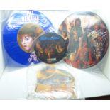 Four picture disc records, Pat Benatar, Queen, Status Quo and Toto