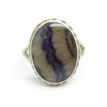 A silver and Blue John split shank ring, circa 1930, marked 925 fine, L