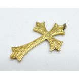 A 9ct gold cross pendant, 2.2g, 25mm x 39mm