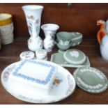 A collection of Wedgwood Kutani Crane china and Jasperware