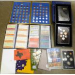 A The Royal Mint 2008 proof coin set, a Coin Library album, other coins, BR tickets, 1990's