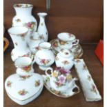 A collection of Royal Albert Old Country Roses china, tray a/f