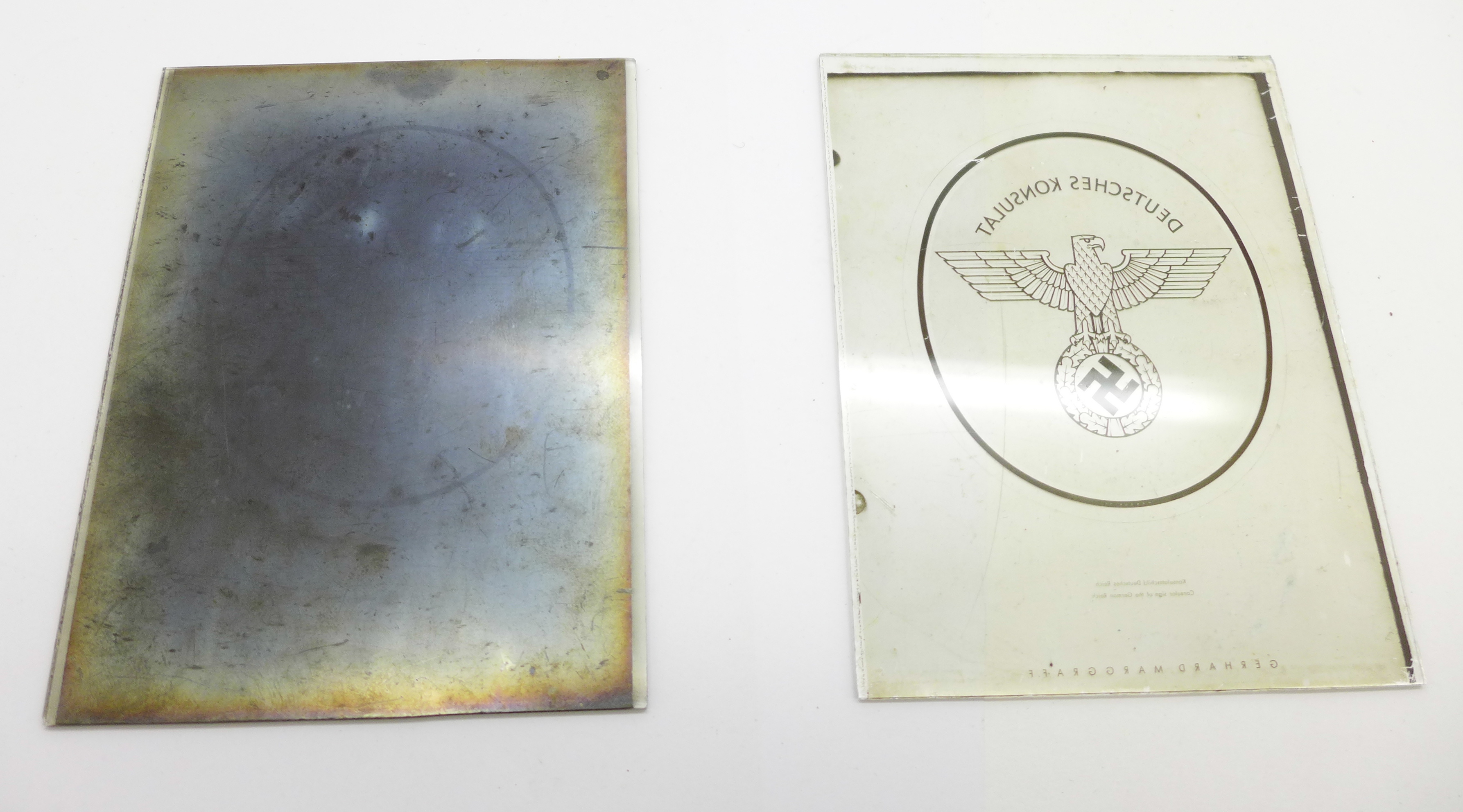 A glass plate Deutsches Konsulat (Germard Marggraff) also with negative plate - Image 2 of 2